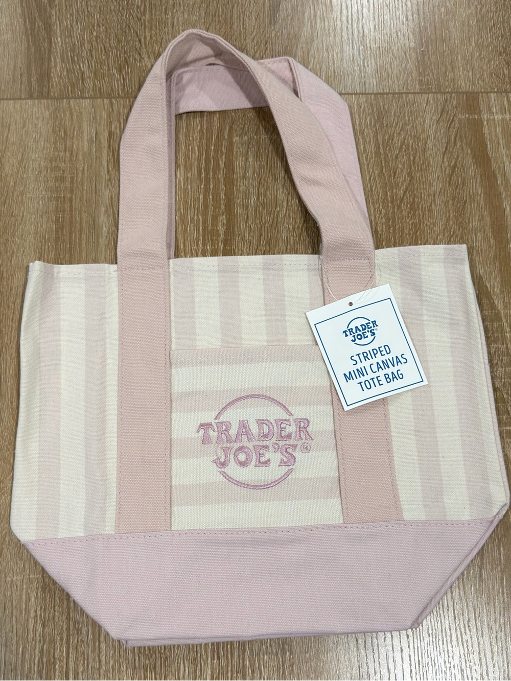 Trader Joe’s Summer 2026 Striped Mini Canvas Tote Bag Pink